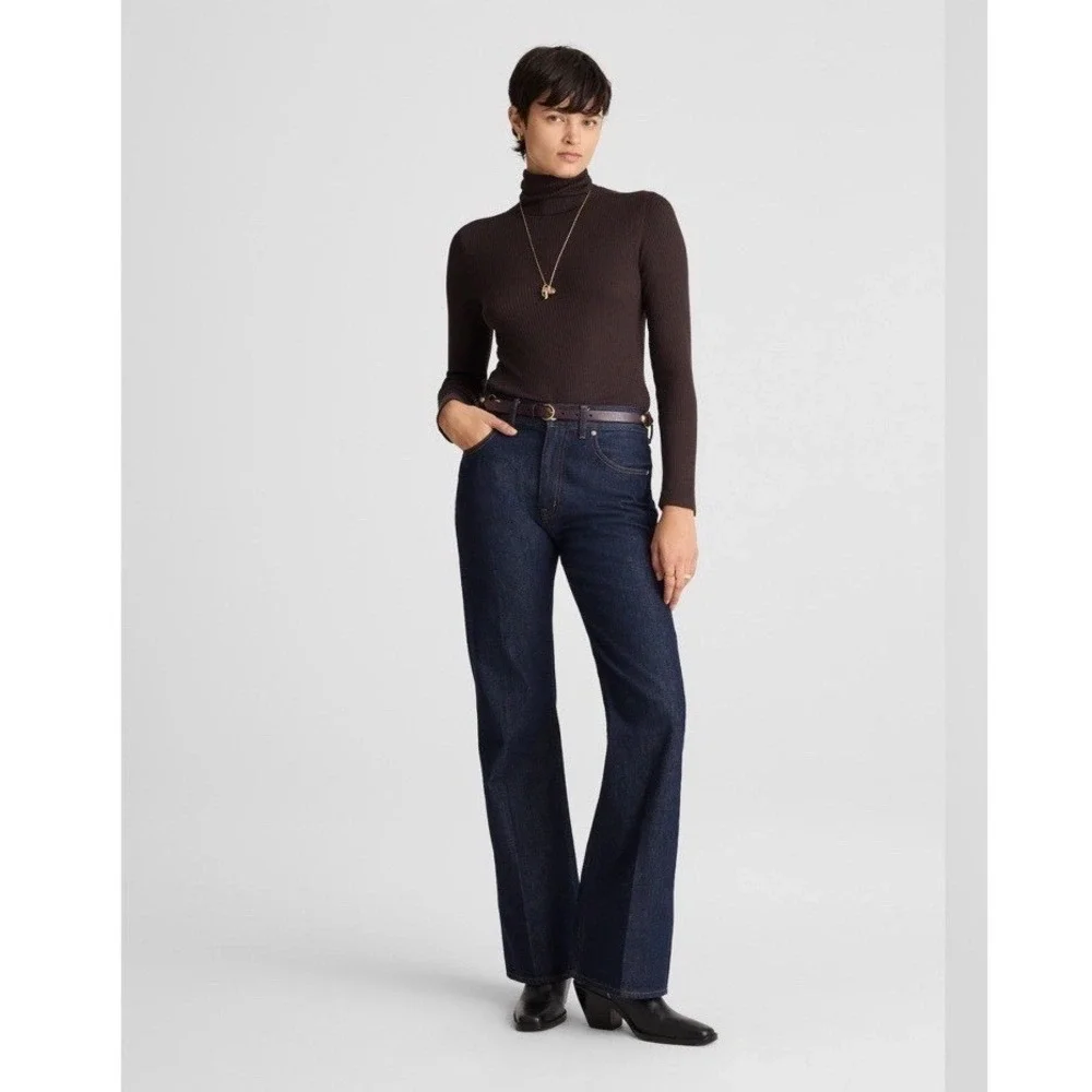 Madewell NWT Ribbed Turtleneck Long-Sleeve Tee Heather Cream Small Mock Neck